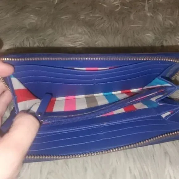 Kate Spade Neda Navy Blue WLRU 1148 Newbury Lane Zip Wallet Preppy Classic - Picture 4 of 7